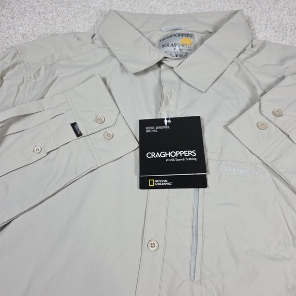Craghoppers Pro Lite LS Shirt Mens XL Parchment SolarShield Travel Hiking Tan